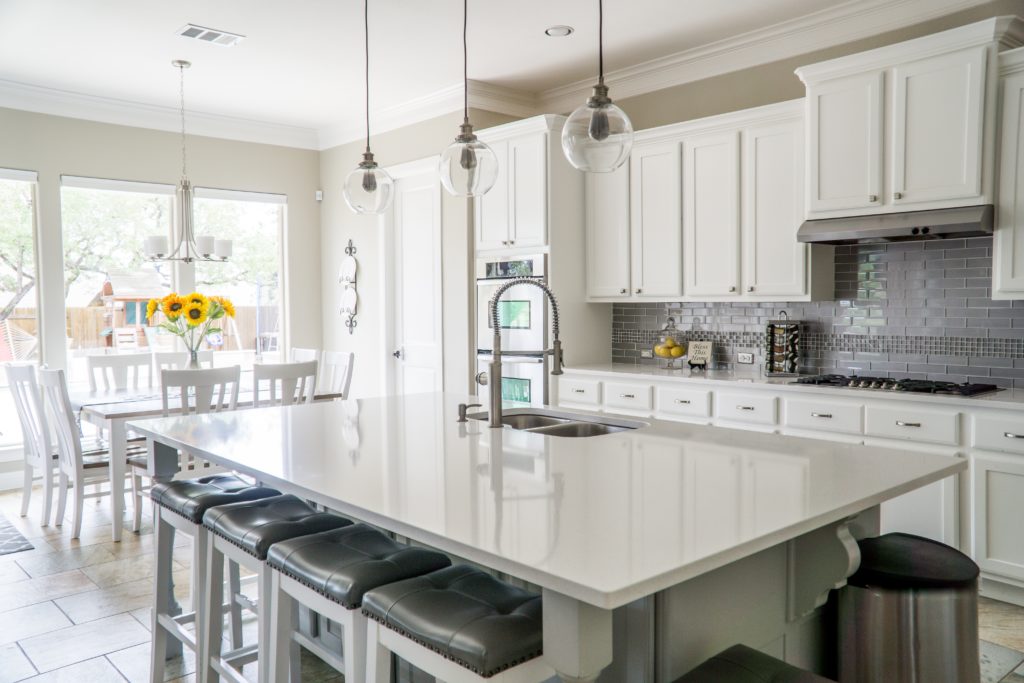 white cabinets and white counters