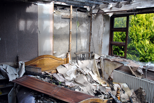bedroom after house fire