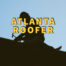 Atlanta roofer written in yellow over silhouette of worker hammering on roof peak