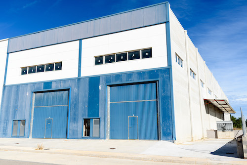 Exterior industrial warehouse in Spain in the day